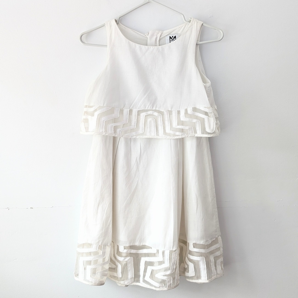 Milly Minis Girls White Silk-Blend Formal Dress In Size 10